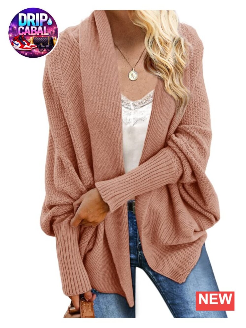 Oversized Chunky Cable Knit Batwing Cardigan Sweater